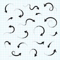 Super set different hand-drawn arrows, vector graphic design Royalty Free Stock Photo