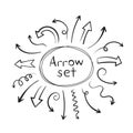 Super set different hand-drawn arrows, vector graphic design Royalty Free Stock Photo