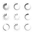 Super set different load icon. Circle website buffer loader or preloader. Download or upload status icon Royalty Free Stock Photo