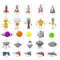 Super set of space, planets, ufo, rockets, aliens, blasters, for games, applications, advertisements, posters, animation