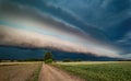 Super shelf, arcus storm cloud over the fields in summer, Lithuania Royalty Free Stock Photo