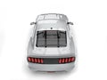 Super silver urban muscle car - top down back view