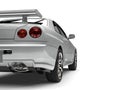 Super silver urban sports car - top back view cut shot Royalty Free Stock Photo