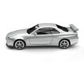 Super silver urban sports car - top down side view Royalty Free Stock Photo