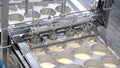 Close Up. Big Factory Making Cheese. Cheesemaking Industry.