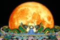 super snow moon back top gate roof of dragon night sky