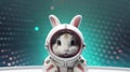 Super space explorer rabbit with technology with Ai Generated