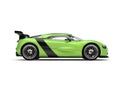 Super sports car - metallic lime green - side view Royalty Free Stock Photo