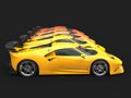 Super sports cars in warm color pallete - from yellow to red Royalty Free Stock Photo