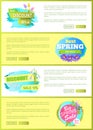 Super Spring Big Sale Advertisement Labels Flowers Royalty Free Stock Photo