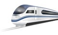 Super streamlined high-speed train isolated on white background. Royalty Free Stock Photo