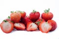 Super sweet strawberry;s with green tops with two showing off Royalty Free Stock Photo