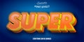 Super text, 3d orange and yellow editable font effect