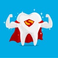 Super Tooth Hero on iSolated Background. Concept of Very Strong Tooth Protection the Kids