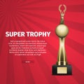 Super Trophy Vector Web Banner with Golden Cup Royalty Free Stock Photo