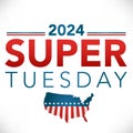 2024 Super Tuesday Banner - Vote, Government, and Patriotic Symbolism and Colors - Red White and Blue