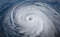Super Typhoon, tropical storm, cyclone, hurricane, tornado, over ocean. Weather background. Typhoon,  storm, windstorm, superstorm Royalty Free Stock Photo
