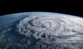 Super Typhoon, tropical storm, cyclone, hurricane, tornado, over ocean. Weather background. Typhoon,  storm, windstorm, superstorm Royalty Free Stock Photo