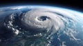 Super Typhoon, tropical storm, cyclone, hurricane, tornado, over ocean. Weather background. Typhoon, storm, windstorm, superstorm Royalty Free Stock Photo