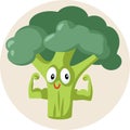 Strong Broccoli Mascot Vector Cartoon Illustration