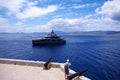 Super yacht arriving in Idra