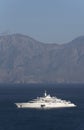 The super yacht Eclipse at anchor on the Gulf of Mirabello