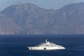 The super yacht Eclipse at anchor on the Gulf of Mirabello