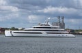 Super yacht leaving the Port of Southampton. Royalty Free Stock Photo