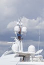 Super yacht top deck with navigational radar, sonar