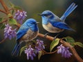 Ai Generated illustration Wildlife Concept of Superb Blue Wrens