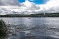 Superb landscape from the natural reserve of the Danube Delta Biosphere - landmark attraction in Romania; dramatic sky before the Royalty Free Stock Photo