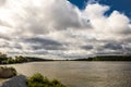 Superb landscape from the natural reserve of the Danube Delta Biosphere - landmark attraction in Romania; dramatic sky before the Royalty Free Stock Photo