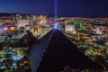 Superb night aerial view of Strip, Las Vegas and Casinos Royalty Free Stock Photo