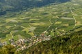 Superb panoramic view of the Val Venosta in the Silandro and Corzes area on a sunny day, South Tyrol, Italy