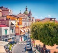 Superb summer cityscape of cliffside village on southern Italy Royalty Free Stock Photo