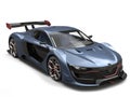 Superb super sports car - metallic gray blue color with red details