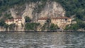 Superb view of the beautiful Hermitage of Santa Caterina del Sasso overlooking Lake Maggiore, Italy