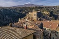 Superb view of the historic center and the Masso Leopoldino di Sorano from the Orsini Fortress, Grosseto, Tuscany, Italy