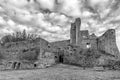 Superb black and white view of the La Rocca Aldobrandesca of Sovana, Grosseto, Tuscany, Italy