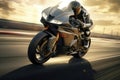 Superbike motorcycle on the race track, dynamic concept art illustration Royalty Free Stock Photo