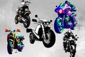 Superbikes models isolated on grey background Royalty Free Stock Photo