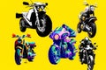 Superbikes models isolated on yellow background Royalty Free Stock Photo