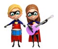 Superboy and Supergirl with Drum gitar