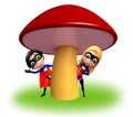 Superboy and supergirl with Mashroom Royalty Free Stock Photo