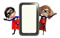 Superboy and Supergirl with Mobile