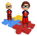 Superboy and supergirl with Puzzel Royalty Free Stock Photo