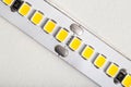 Superbright diode tape on a white background, lighting. Macro Royalty Free Stock Photo