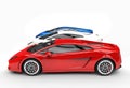 Supercars - Row - Red Car in the Front Royalty Free Stock Photo