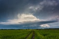 Supercell storm clouds with hail and intence winds Royalty Free Stock Photo