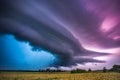 Supercell storm clouds with intense tropic rain